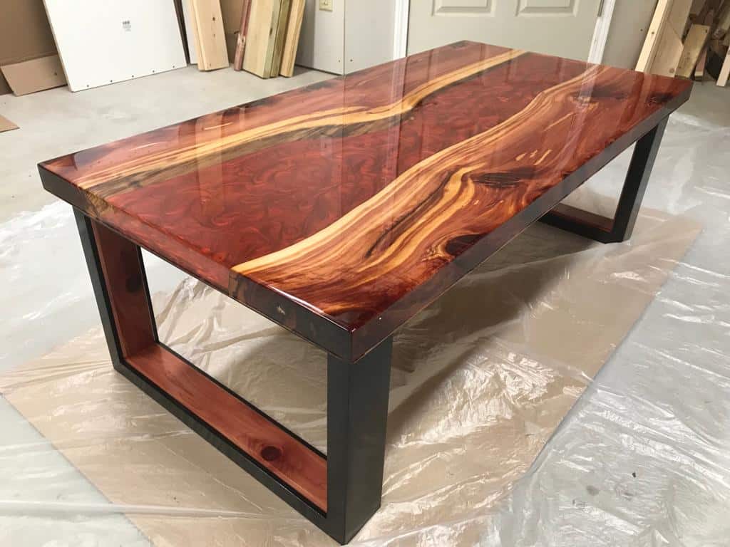 Live-edge wood and epoxy river countertop